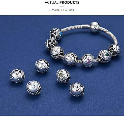 Miniatura 7 de FAEFASH - Abalorio para pulsera de plata de ley 925 con forma de estrella, 12 constelación de horóscopo para pulsera Pandora, cumpleaños para mujer