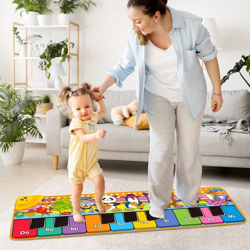Miniatura 6 de Alfombrillas de Piano Musical para Niños con 25 Sonidos Musicales, Juguetes Musicales Alfombra de Teclado de Piano para Bebés Manta de Animales
