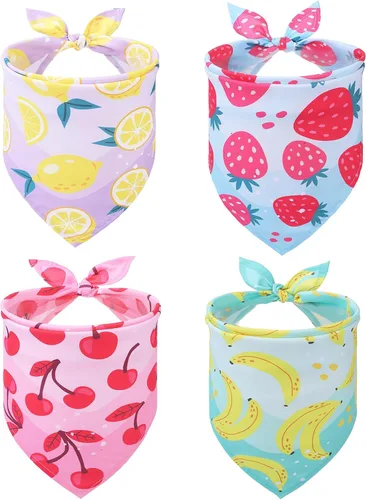 Miniatura 9 de PUPTECK Bandana de cumpleaños para perro, traje de 4 piezas, bufanda de babero triangular suave para mascotas, suministros de decoración de fiesta
