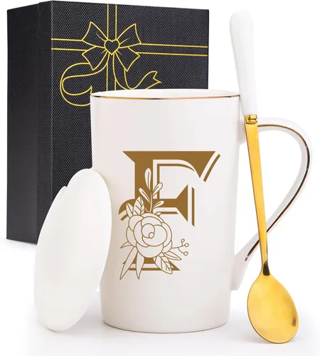 Miniatura 13 de Tazas personalizadas con iniciales en letra A con flores, taza de café personalizada con letra A, tazas personalizadas con letras geniales