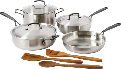 Miniatura 10 de Babish Sartén de Acero Inoxidable de Tres Capas de 10 Pulgadas – Sartén Profesional para Sellar, Saltear y Cocinar Cotidianamente