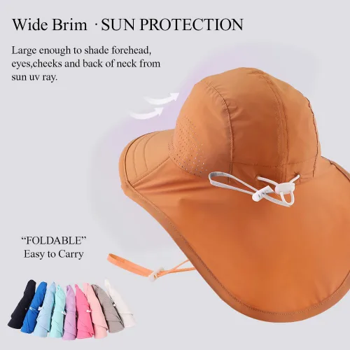 Miniatura 82 de Sombrero de verano para niños pequeños con solapa para el cuello, impermeable, sombrero de natación para niños, protección UV, sombrero de playa