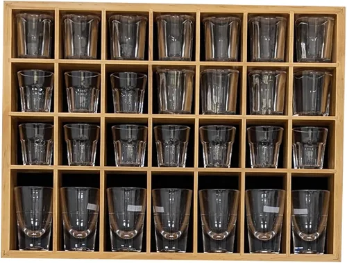 Miniatura 10 de Vitrina negra de 18 x 13 pulgadas, madera maciza montada en la pared, 28 ranuras, estante pequeño para gabinete Curio (sin puerta)