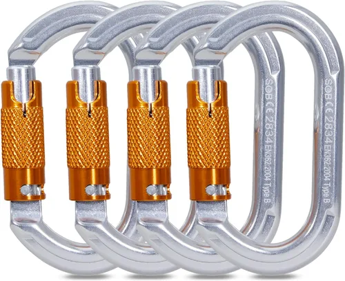 Miniatura 13 de SOB Clips de mosquetón de escalada con bloqueo automático, conector de mosquetón asimétrico de alta resistencia utilizado para rappel