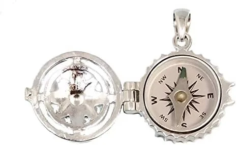 Miniatura 2 de Stanley London Medallón de plata de ley con brújula de trabajo, Metal