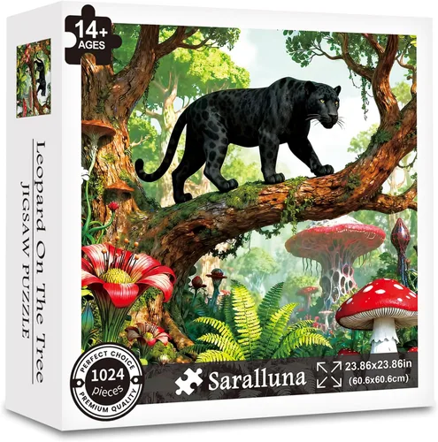 Rompecabezas para adultos de 1024 piezas, Black Panther Enchanted Forest Puzzle, Challening Impossible Difficult Hard Fun 1024 piezas para adultos