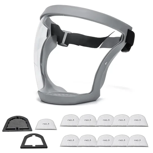 Miniatura 17 de Anti-niebla de cara completa Escudos activos Protección expresión visible transparente transpirable cómodo adultos reutilizable (negro, 5PCS)