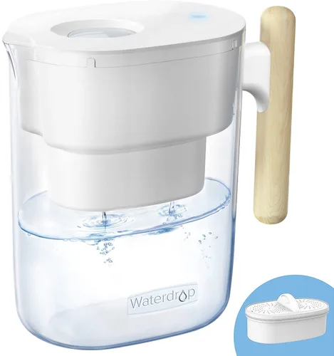 Waterdrop Jarra de Filtro de Agua con 1 Filtro, Vida Útil Larga de 200 Galones, Chubby Jarra Grande de Filtro de Agua de 10 Tazas, Certificado NSF,