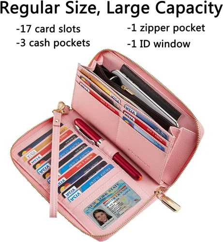 Miniatura 4 de Chelmon - Monedero para mujer de cuero genuino con bloqueo de señal RFID, para tarjetas de crédito