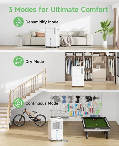 Miniatura 3 de 1500 Sq.ft Dehumidifier for Basement, Trazico Max 21 Pint/Day Dehumidifiers for Home, Large Room, Bedroom with Drain Hose, Quiet Smart Humidity