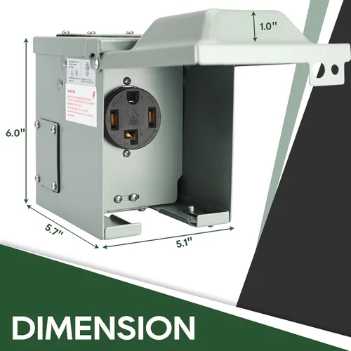 Miniatura 5 de Caja de toma de corriente de 30 amperios, receptáculo NEMA 14-30R de 125/250 voltios, resistente a la intemperie, panel eléctrico para exteriores