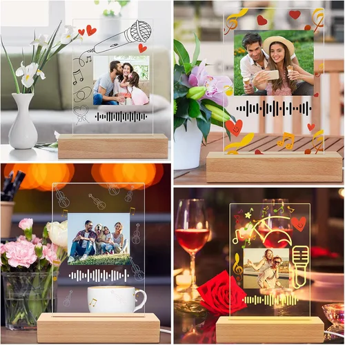 Miniatura 7 de Placa de arte musical personalizada con luz nocturna escaneable, cubierta de álbum de fotos, lámpara LED, regalo personalizado para el día