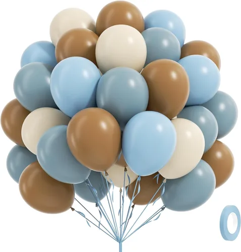 Miniatura 13 de 60 unidades de globos rojos y azules de 12 pulgadas con globos azul marino, azul pizarra y rojo polvoriento para decoraciones de baby shower, Azul