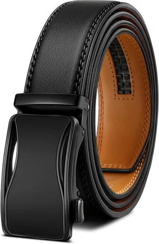 Miniatura 9 de BULLIANT - Cinturón de trinquete para hombre, cinturón de cuero deslizante ajustable para regalo, para vestido casual de hombre, 1 3/8