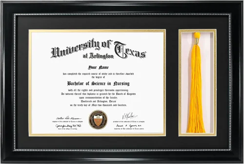 Miniatura 26 de GraduationMall Marco de fotos y diploma negro de 11 x 19 pulgadas para certificado de 8.5 x 11, imagen de 5 x 7, vidrio templado, paspartú doble
