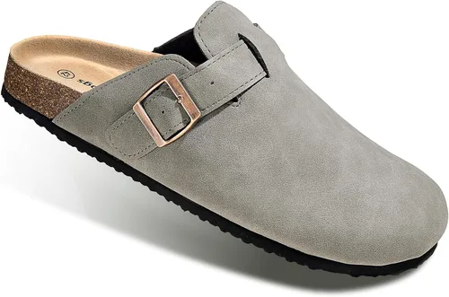 Miniatura 13 de BULLIANT Zuecos pantuflas sandalias de enfermería zapatos de trabajo para hombres y mujeres, parte superior con forro polar + plantilla de corcho