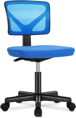 Miniatura 9 de DUMOS Sillas de oficina pequeñas con ruedas, ergonómicas ajustables para escritorio doméstico, silla giratoria rodante de trabajo sin brazos, Gris