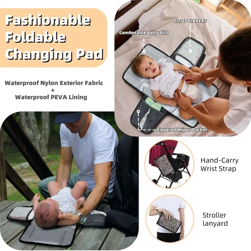 Miniatura 5 de ROSEGIN Mochila para pañales con cambiador, funda para chupete, bolsa de bebé para niños y niñas pequeños, grande, elegante, impermeable, bolsa