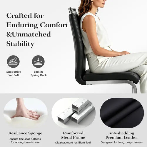 Miniatura 6 de Baysitone Juego de 6 sillas de comedor modernas, sillas laterales de comedor, sillas de cocina con asiento acolchado de piel sintética y respaldo
