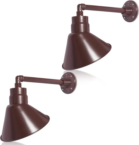 Miniatura 18 de Lámpara de señal de cuello de cisne con pantalla angular negra satinada de 10 pulgadas con brazo de extensión largo de 22 pulgadas, aplique de pared
