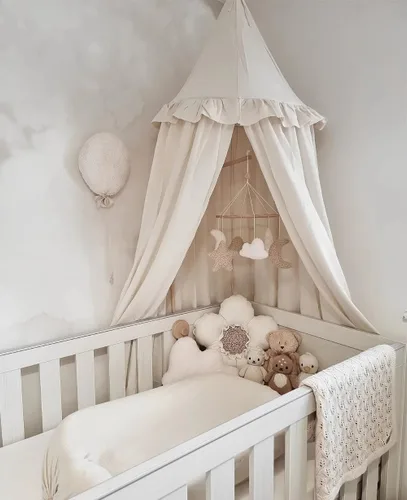Miniatura 2 de Wonder Space Dosel para cama infantil con volantes, color pastel neutro para niños y niñas, tienda de algodón con volantes para habitación de bebé