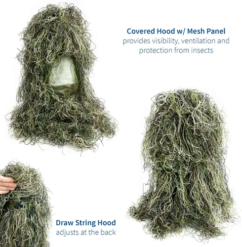 Miniatura 8 de VIVO Ghillie ropa de caza de camuflaje para el bosque- Traje (4 piezas)