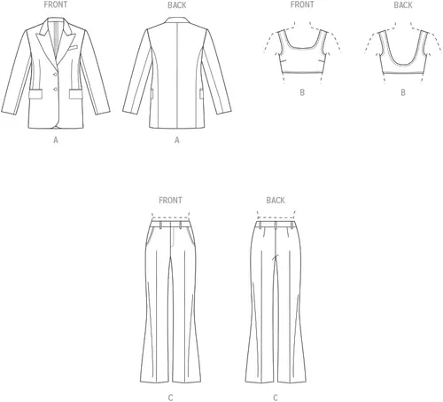 Miniatura 2 de Vogue Misses - Chaqueta holgada sin forro, parte superior de punto y pantalones de piernas anchas, paquete de patrón de costura, código de diseño