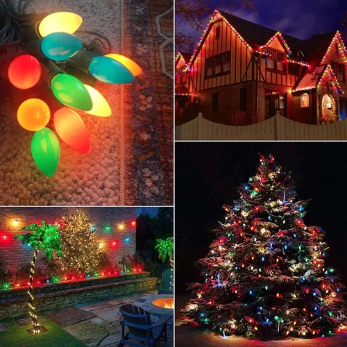 Miniatura 8 de C7 Luces de Navidad para Exteriores 25 Pies Luces de Cadena LED de Navidad con 27 Bombillas LED Multicolor (2 de Repuesto), Luces de Cadena