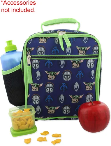 Miniatura 3 de Star Wars Mandalorian Baby Yoda - Lonchera escolar con aislamiento suave para niños y niñas (tamaño único, azul/verde)