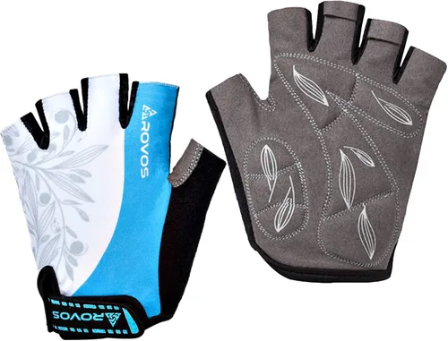 ROVOS Guantes de ciclismo para mujer, guantes de bicicleta de 0.197in, almohadillas absorbentes de golpes, guantes deportivos de montaña de medio
