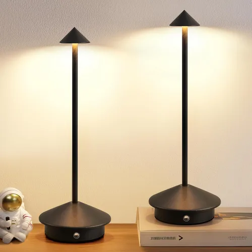 Miniatura 10 de Juego de 2 lámparas de mesa modernas inalámbricas, lámparas de escritorio LED portátiles, iluminación con batería recargable de 5000mAh