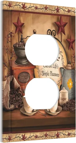 Miniatura 61 de Farmhouse Coffee Primitive Coffee Bean Kitchen 3 Gang Triple Interruptor de Luz de Palanca Cubierta de Placa de Pared Placa Frontal Eléctrica Café
