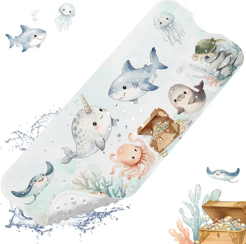 Miniatura 24 de XIYUNTE Alfombra de Baño para Bebé para Bañera Antideslizante Alfombra de Baño para Niños - 40''x16'' Extra Larga Alfombra de Bañera para Bebé