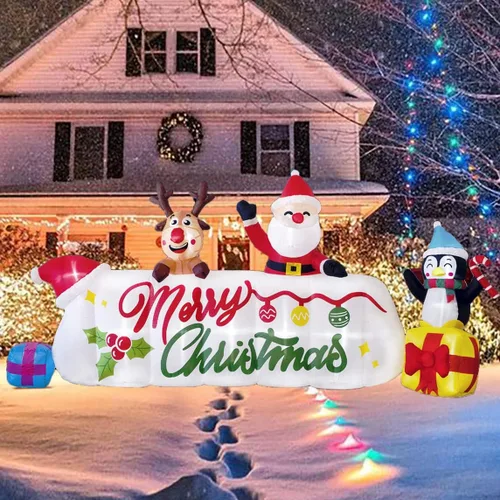 Miniatura 11 de Beyond Your Thoughts Globo de nieve inflable de Navidad de 6 pies con muñeco de nieve de música, soplador de aire con luz LED brillante, decoración