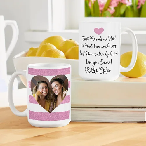 Miniatura 2 de Let's Make Memories Taza de corazón con foto personalizada - Para él - Para ella