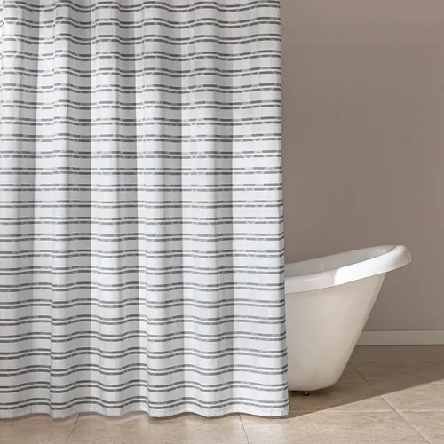 Miniatura 8 de Amazon Basics Cortina de ducha de tela jacquard geométrica para baño, ligera, impermeable y lavable, 72 pulgadas de ancho x 72 pulgadas de largo