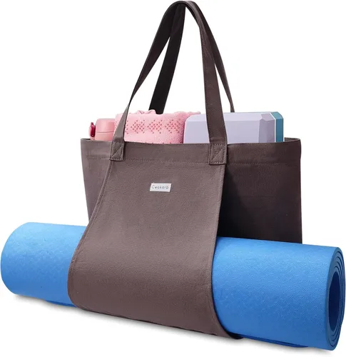 Miniatura 10 de Bolsas de yoga Cwokarb para mujeres con bolsas para esteras de yoga, tote de lona para pilates, bandolera para el hombro, para viajes, oficina