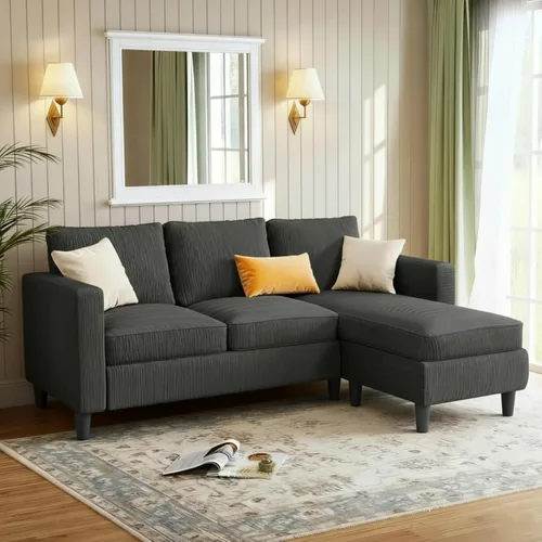 Miniatura 13 de JAMFLY Sofá modular para sala de estar, sofá reversible de 3 plazas con otomana convertible, sofás modernos en forma de L para apartamentos