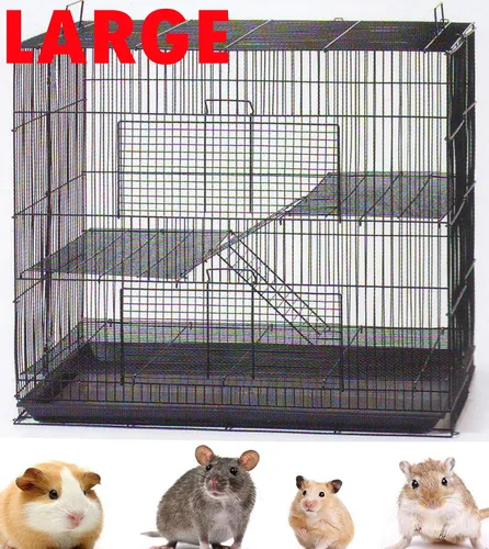 Miniatura 10 de Jaula de 3 niveles plegable para hurones, chinchillas, deslizadores de azúcar y ratas, portador de animales a prueba de mordidas, jaula de viaje