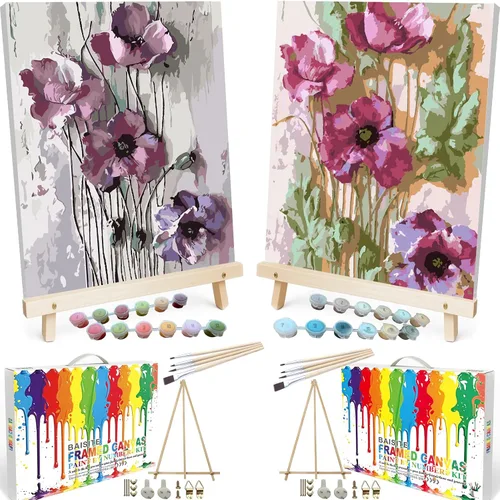 Miniatura 38 de BAISITE Kit de pintura por números para adultos principiantes, 12 pulgadas de ancho x 16 pulgadas de largo, paquete de 2 lienzos para kits