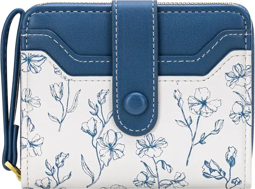 Miniatura 11 de BIAOTIE - Cartera para mujer con flores bonitas, con bloqueo RFID, tarjetero para tarjetas de crédito, monedero pequeño de dos pliegues
