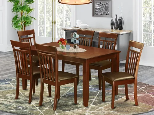 Miniatura 2 de East West Furniture DUCA7-MAH-LC - Juego de comedor de 7 piezas que consta de una mesa de comedor rectangular y 6 sillas de cocina tapizadas de piel