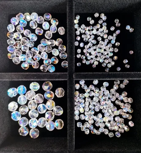 Miniatura 5 de Juego de cuentas de cristal checo pulido al fuego en color cristal AB para la fabricación de joyas y manualidades - diferentes tamaños 0.118 in