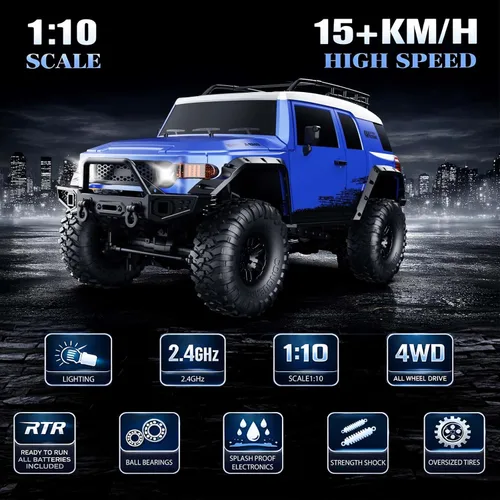 Miniatura 2 de Autos RC RC Crawler 1/10 Escala RTR Auto de Control Remoto 4WD 2.4GHz Cepillado Vehículo de Carreras Todoterreno Grado Pasatiempo Modelo con Luces