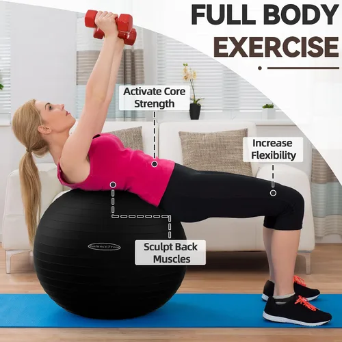 Miniatura 3 de Fitvids Pelota de ejercicio para fitness, yoga, pilates con bomba rápida, pelota de equilibrio antideslizante antiestallido