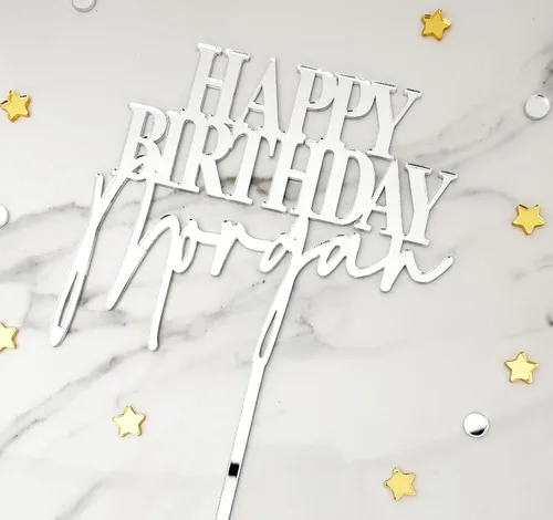 Miniatura 2 de Decoración acrílica personalizada para tarta, 1 unidad, dorado, oro rosa, negro, plata, 8 pulgadas, estilo moderno, nombre y mensaje