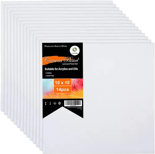 Miniatura 14 de conda Lienzos para pintar de 9 x 12 pulgadas, paquete de 24 tableros de lienzo blanco en blanco, imprimados, 100% algodón, paneles de lienzo