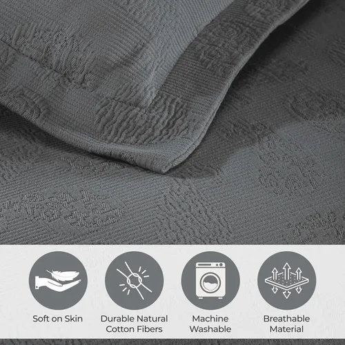 Miniatura 3 de Superior colcha de una plaza de jacquard y matelasse 100 % algodón de alta calidad, turquesa, individual, gris, gemelo