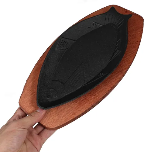 Miniatura 5 de DOITOOL Sartén de hierro fundido en forma de pescado, bandeja antiadherente para parrilla de barbacoa de 13.18 x 6.49 x 0.98 pulgadas, sartén