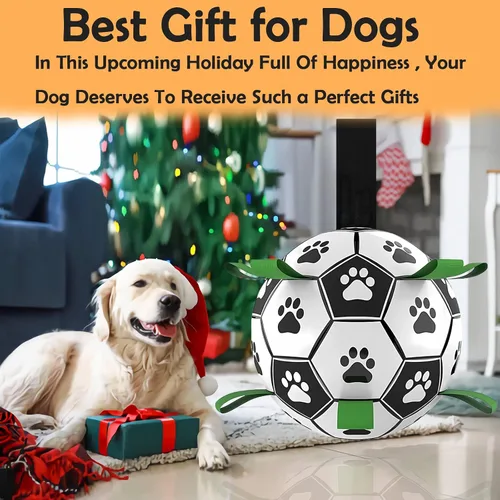 Miniatura 5 de Balón de fútbol para perros, juguetes interactivos para tira y afloja, regalos de cumpleaños para cachorros, juguete de remolcador, juguete de agua